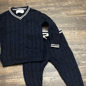 Old Navy Baby Boy Navy Cable Knit Sweater and Pants Set